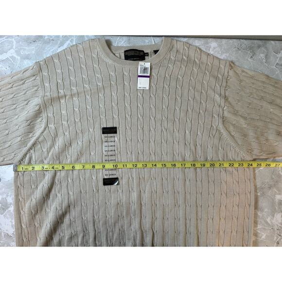 Donald J Trump Signature Collection Mens Sz XXL Cable Knit Vest Beige Mercerized - Picture 8 of 9